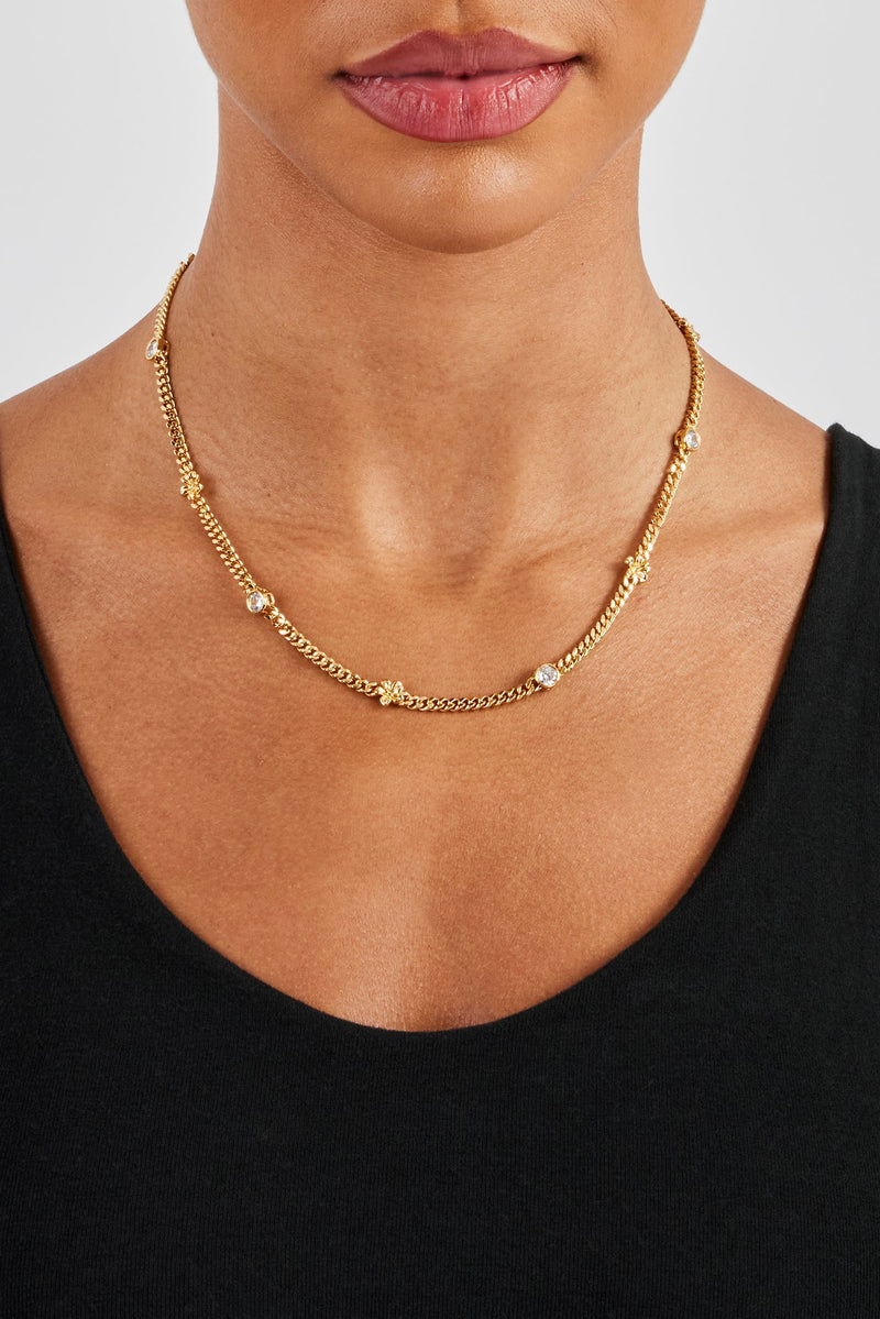 Cuban Flower and Cz Chain - 6mm