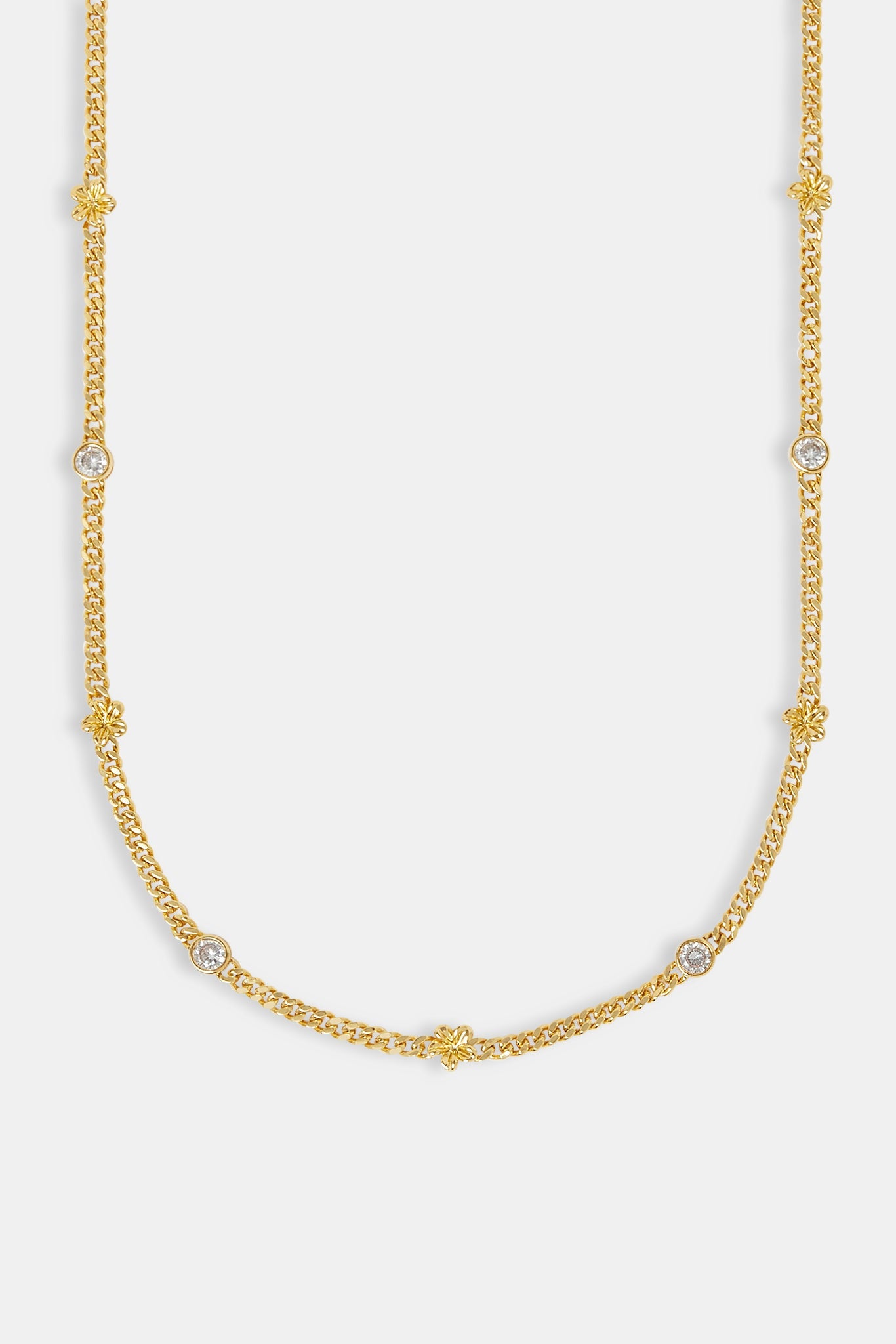 Cuban Flower and Cz Chain - 6mm