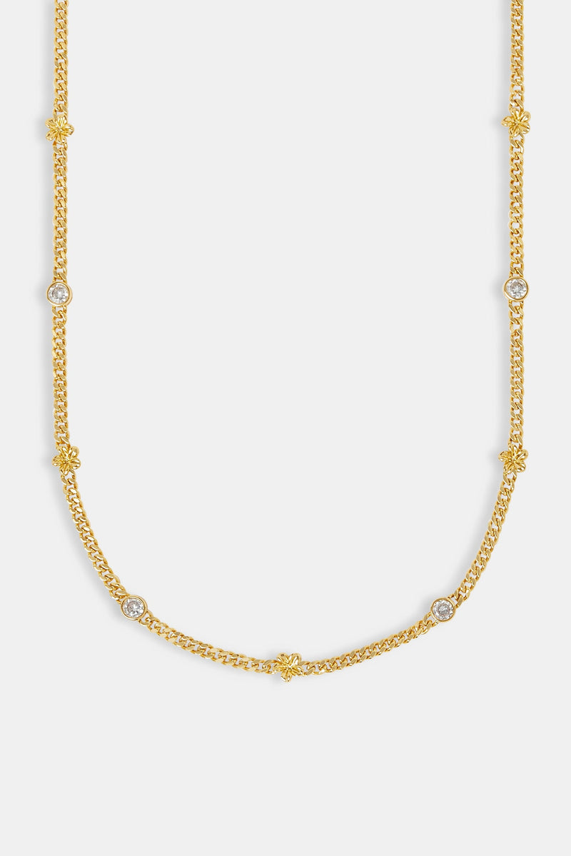 Cuban Flower and Cz Chain - 6mm