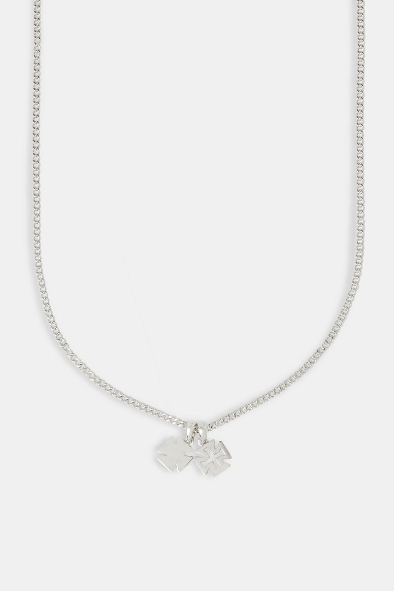 Double Polished Cross Motif Necklace - 10mm