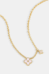 10mm Double Motif Enamel Necklace - Pink