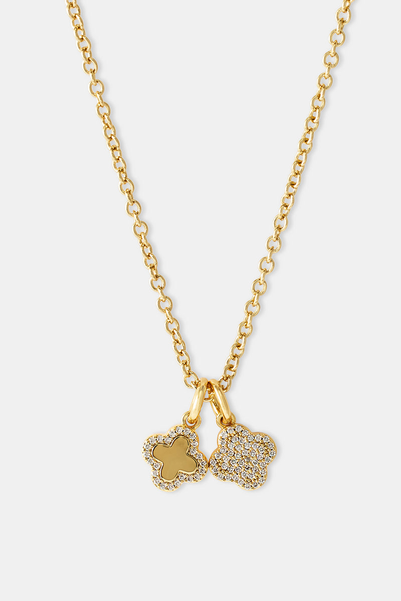 Double Motif Pendant Necklace - 10mm - Gold