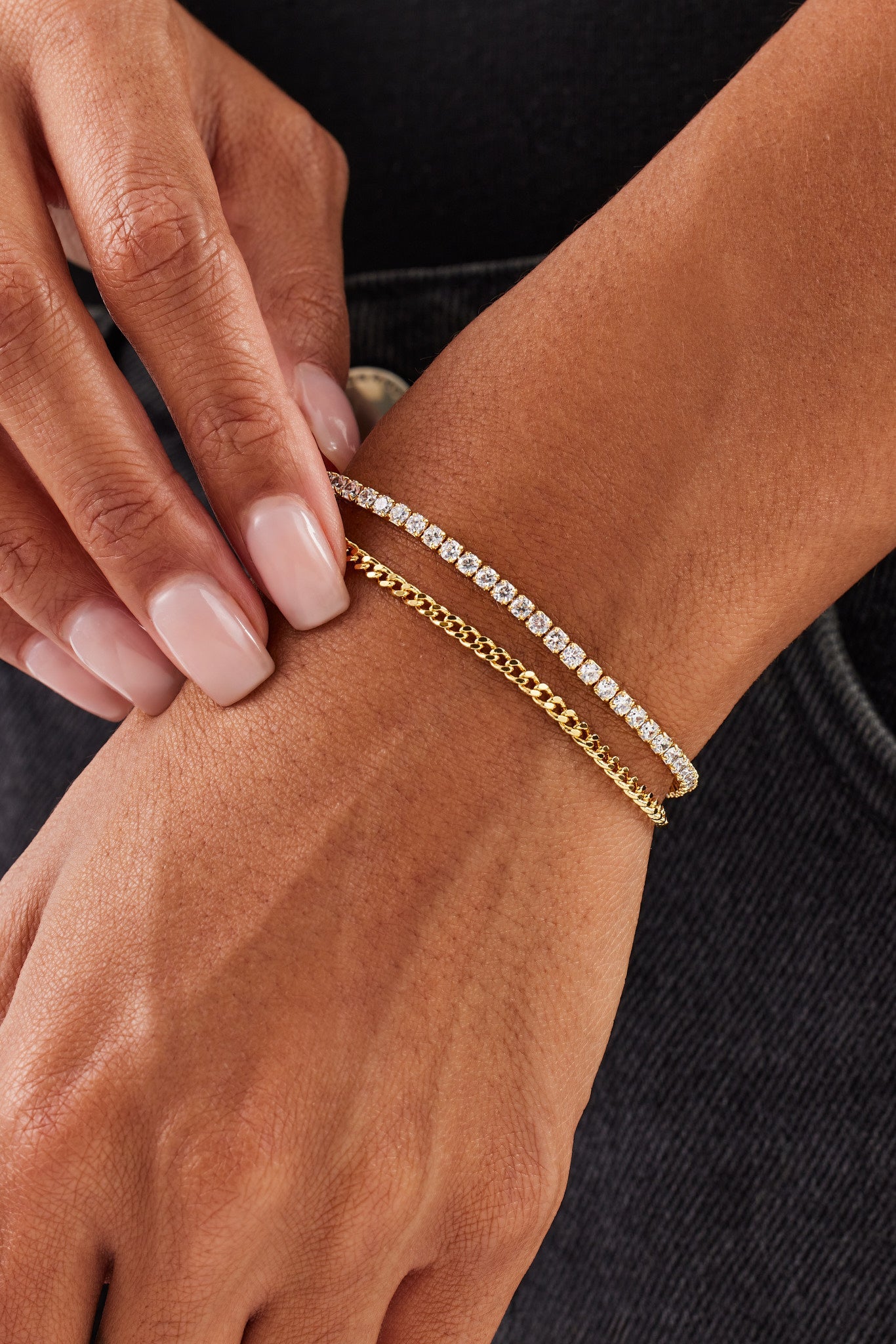 Double Layer Micro Tennis & Cuban Bracelet - 2.5mm | Womens