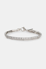 Double Layer Micro Tennis & Cuban Bracelet - 2.5mm - White