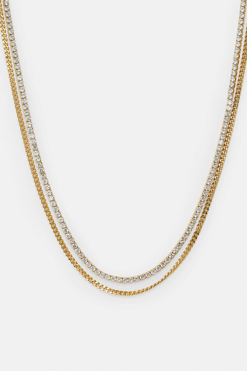 Double Layer Micro Tennis & Cuban Chain - 2.5mm
