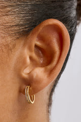Double Row Tennis Hoop Earrings - 15mm