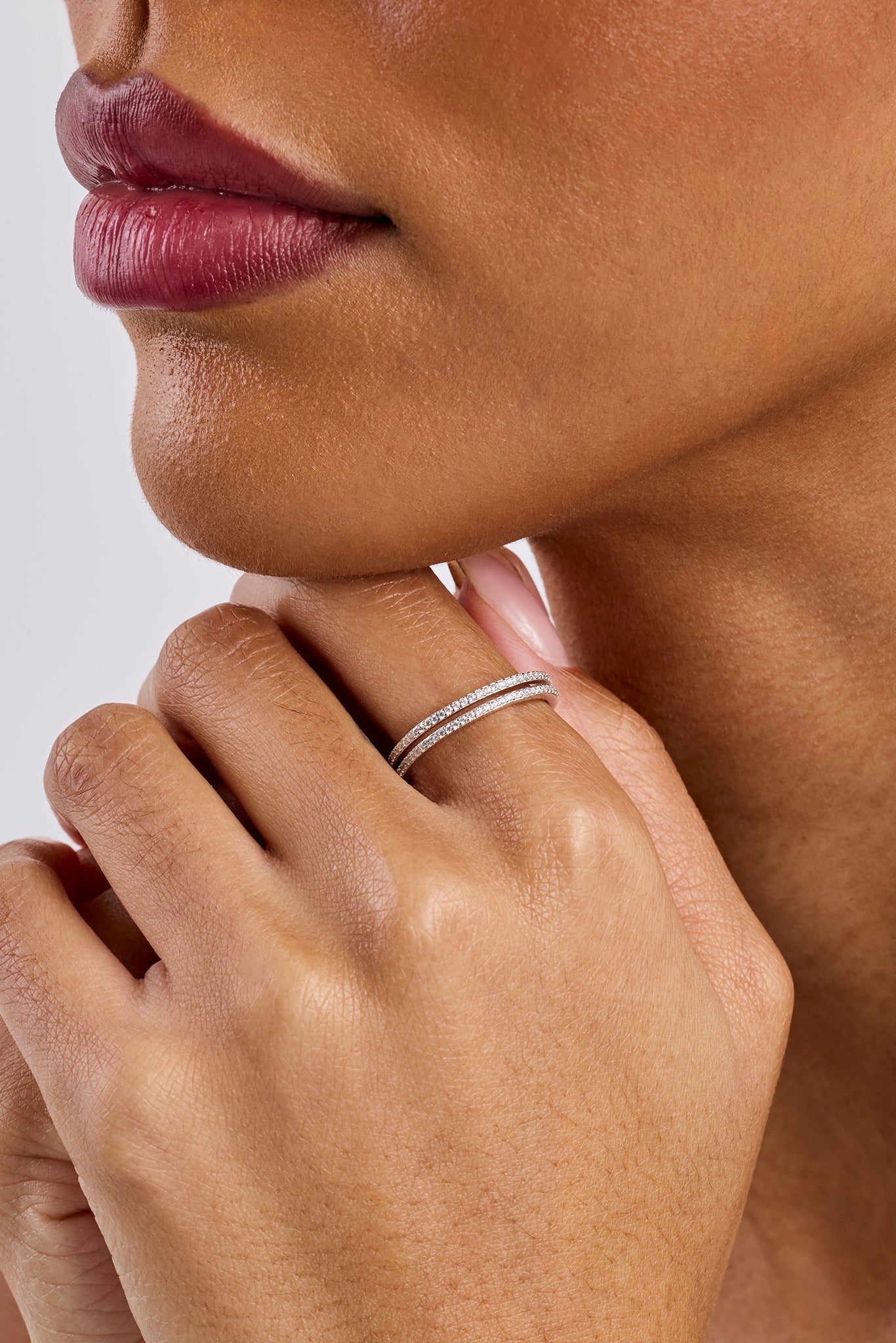 Double Row Micro Tennis Ring - 2.5mm - White