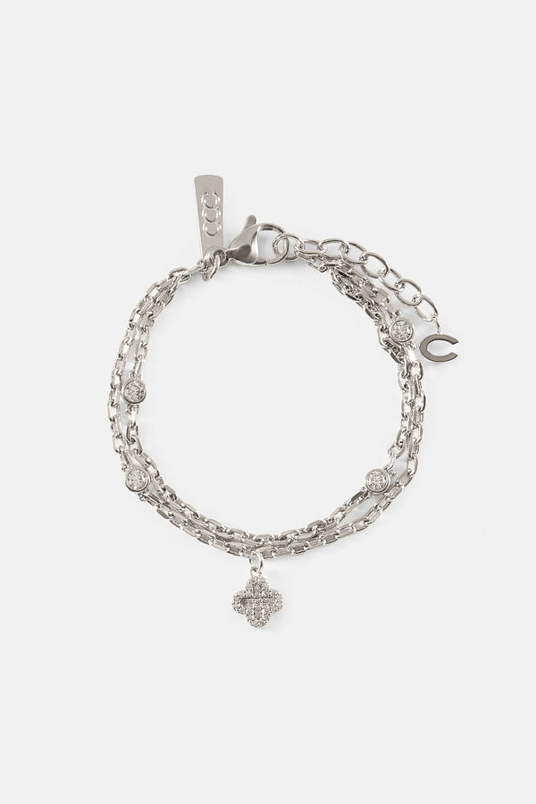 Double Layer Iced & Motif Rolo Bracelet - 10mm