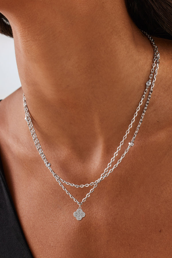 Double Layer Iced & Motif Rolo Necklace - 15mm