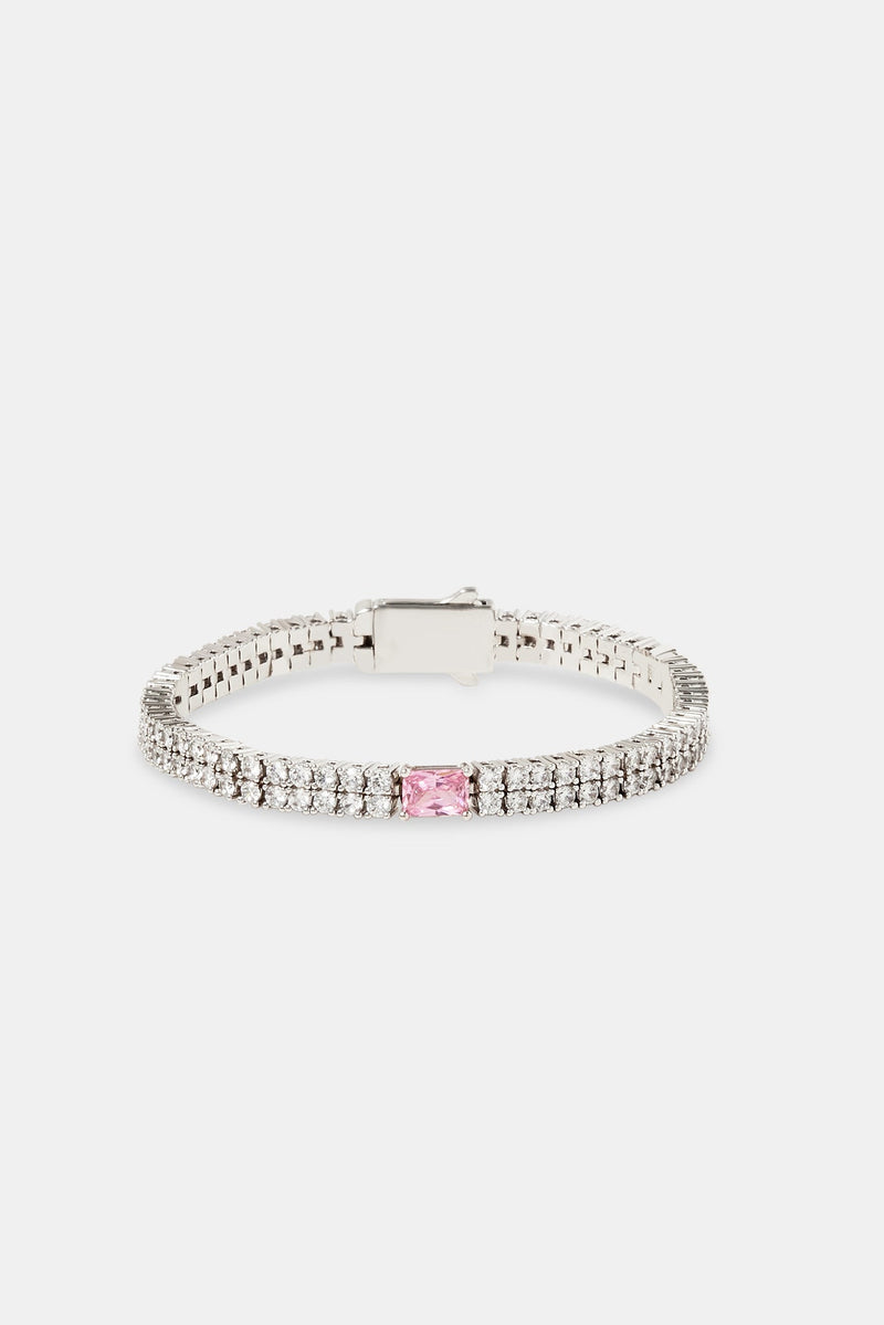 Double Row Pink Gemstone Tennis Bracelet - 5mm