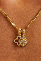 Double Star Motif Necklace - 8mm - Gold