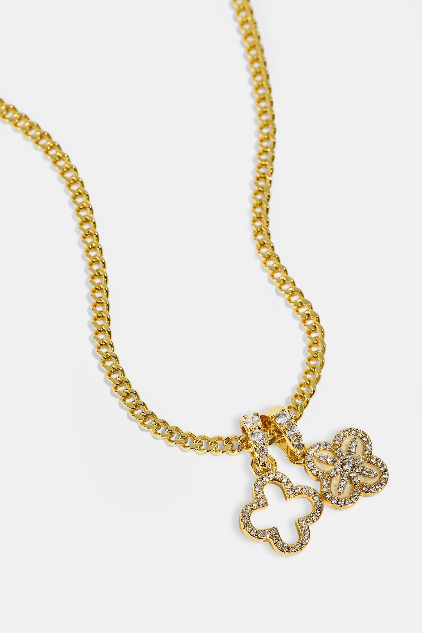 Double Star Motif Necklace - 8mm - Gold