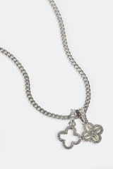 Double Star Motif Necklace - 8mm - White