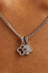 Double Star Motif Necklace - 8mm - White