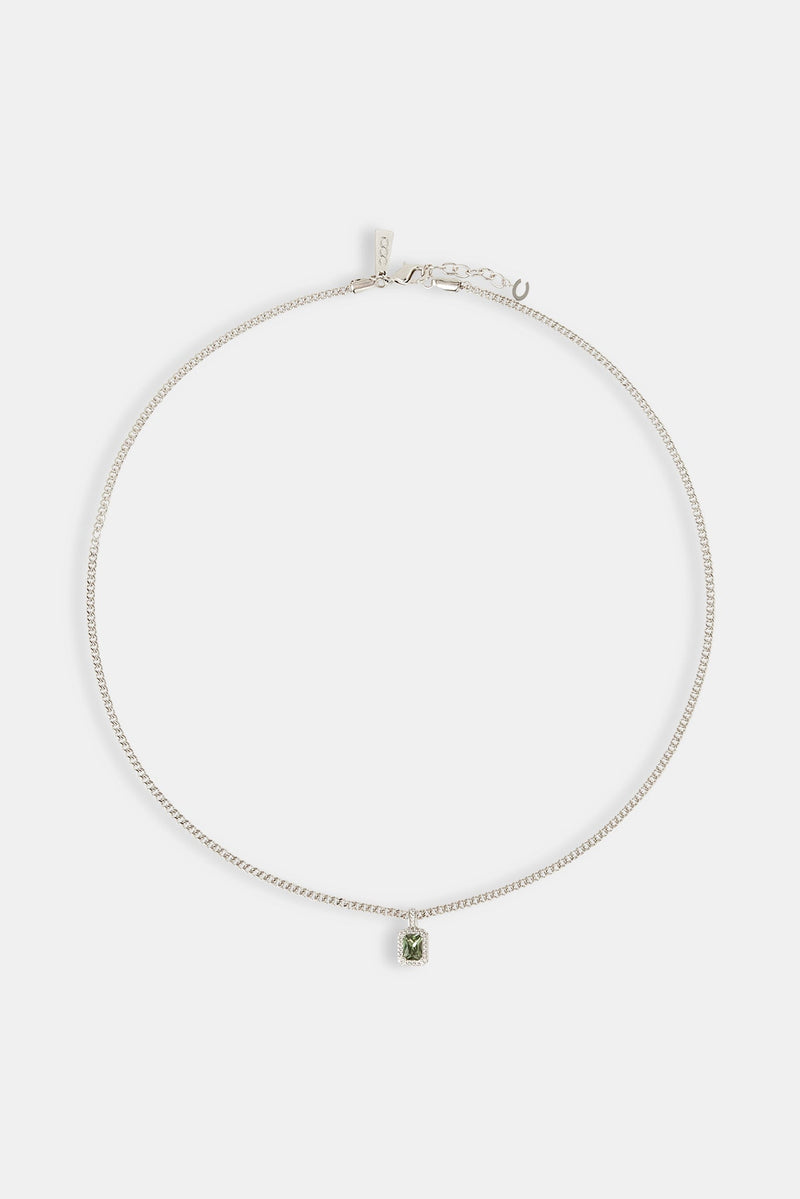 Dark Green Gemstone Necklace - 10mm