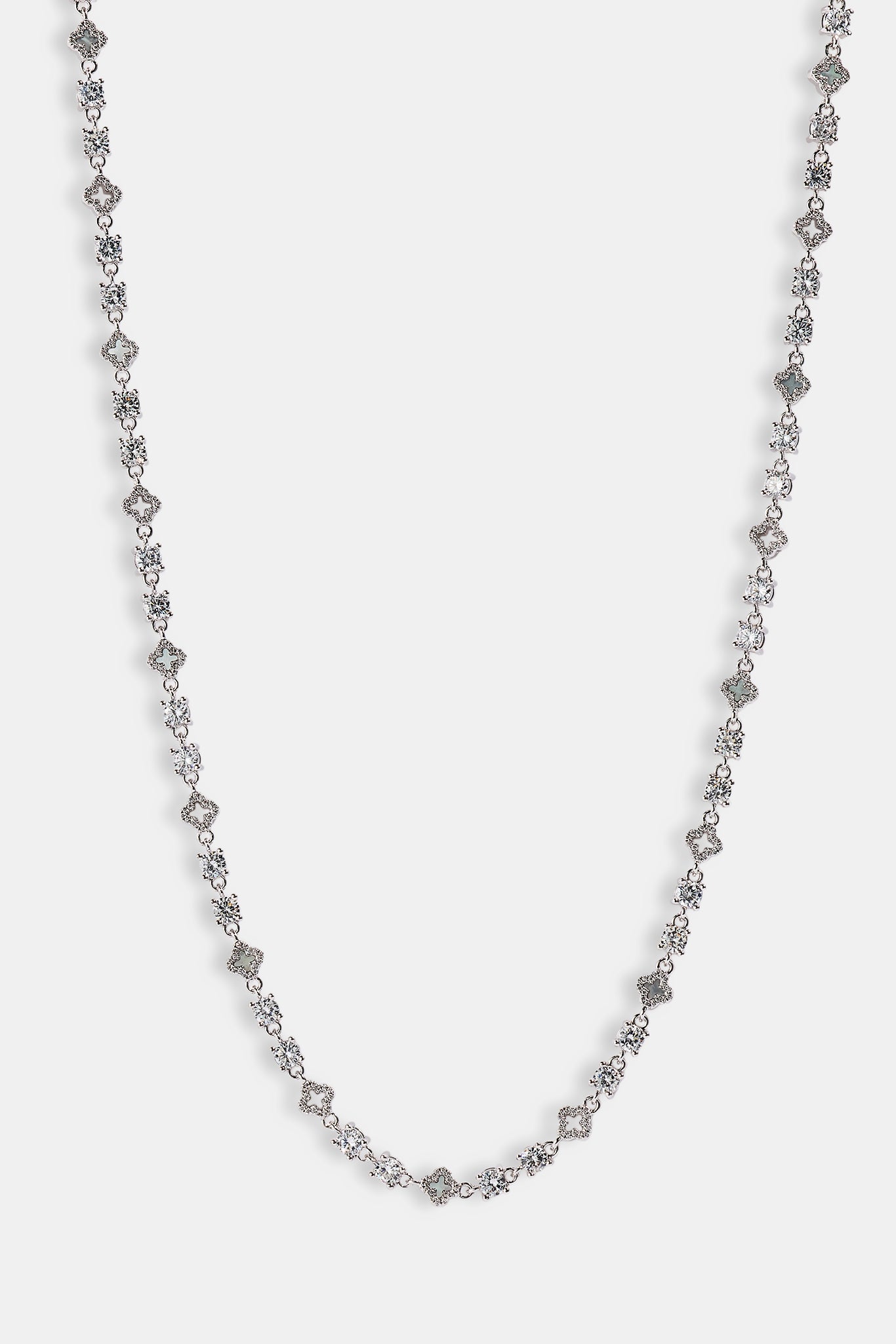 Motif & Circle CZ Multigem Bracelet & Chain - 6mm - White