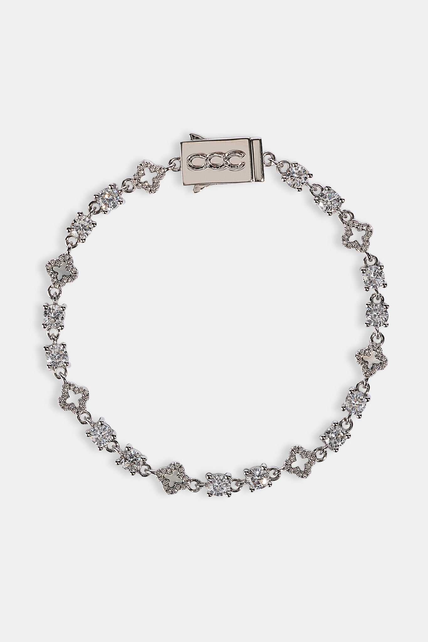 Motif & Circle CZ Multigem Bracelet - 6mm - White
