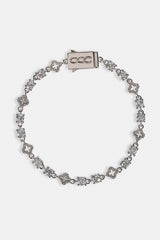 Motif & Circle CZ Multigem Bracelet & Chain - 6mm - White