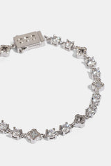 Motif & Circle CZ Multigem Bracelet - 6mm - White