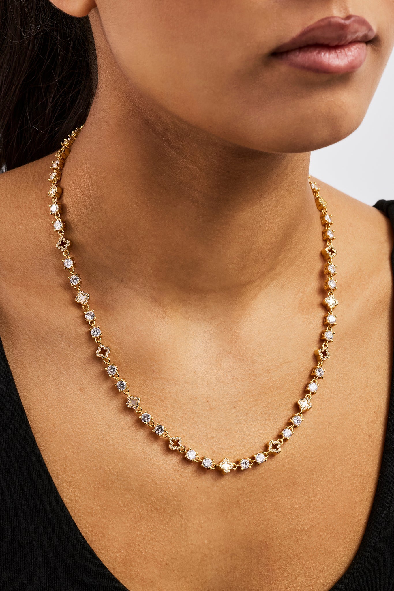 Motif & Circle CZ Multigem Chain - 6mm - Gold