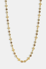 Circle CZ & Cross Outline Multigem Chain - 6mm - Gold