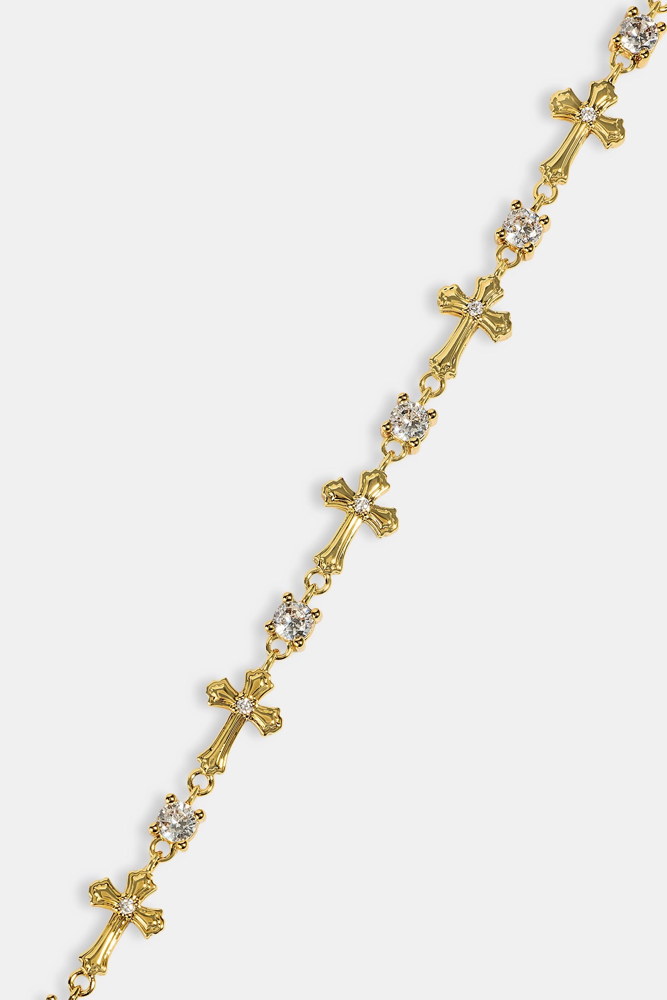 Polished Cross & Circular CZ Chain - 4mm - Gold