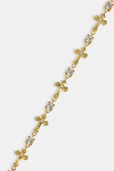 Polished Cross & Circular CZ Chain - 4mm - Gold