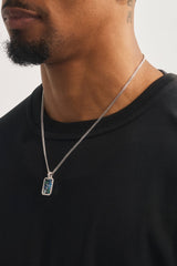 Blue Mixed Gemstone Pendant Necklace - 20mm - White