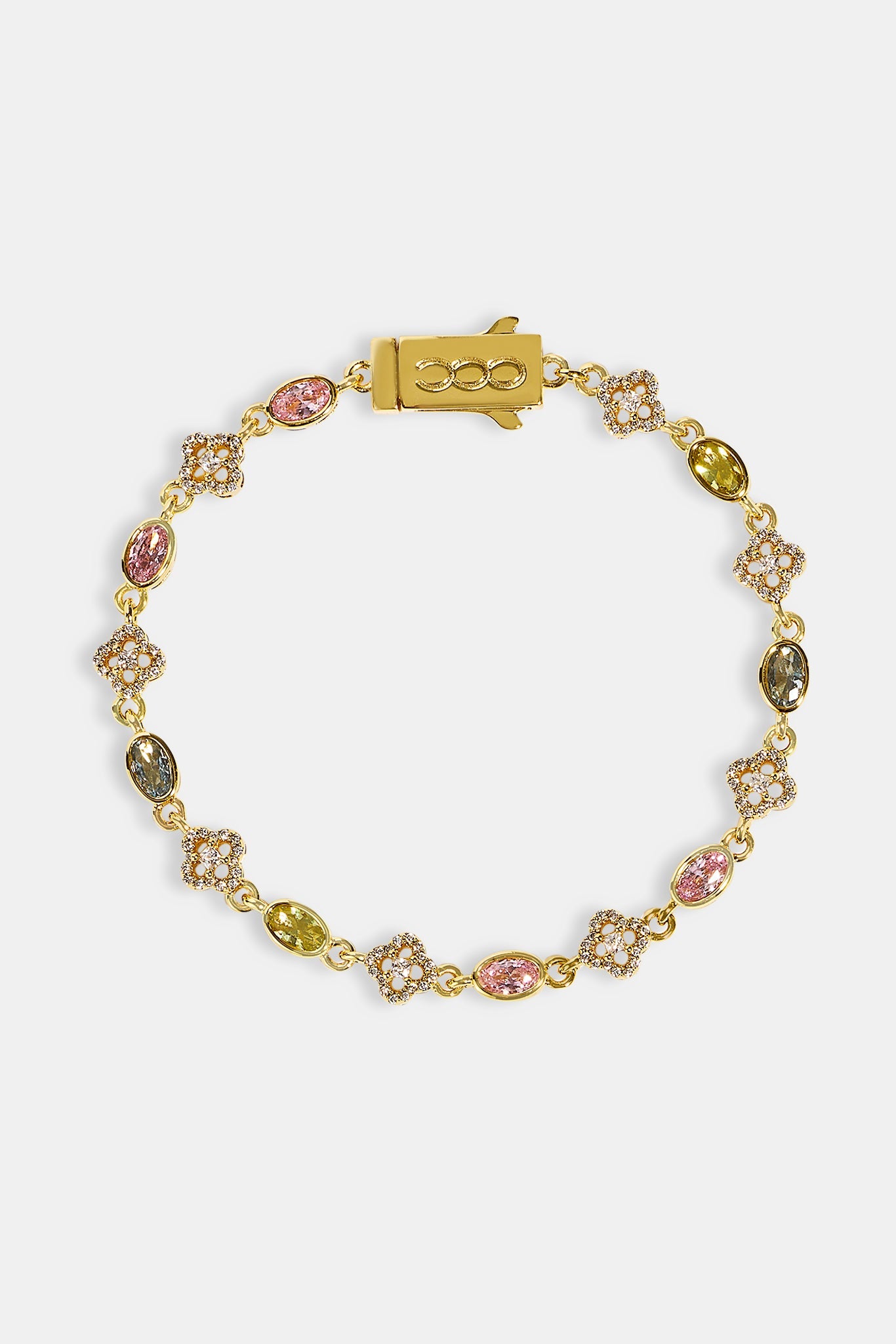 Multi Gem & Gemstone Motif Bracelet - 6mm - Gold