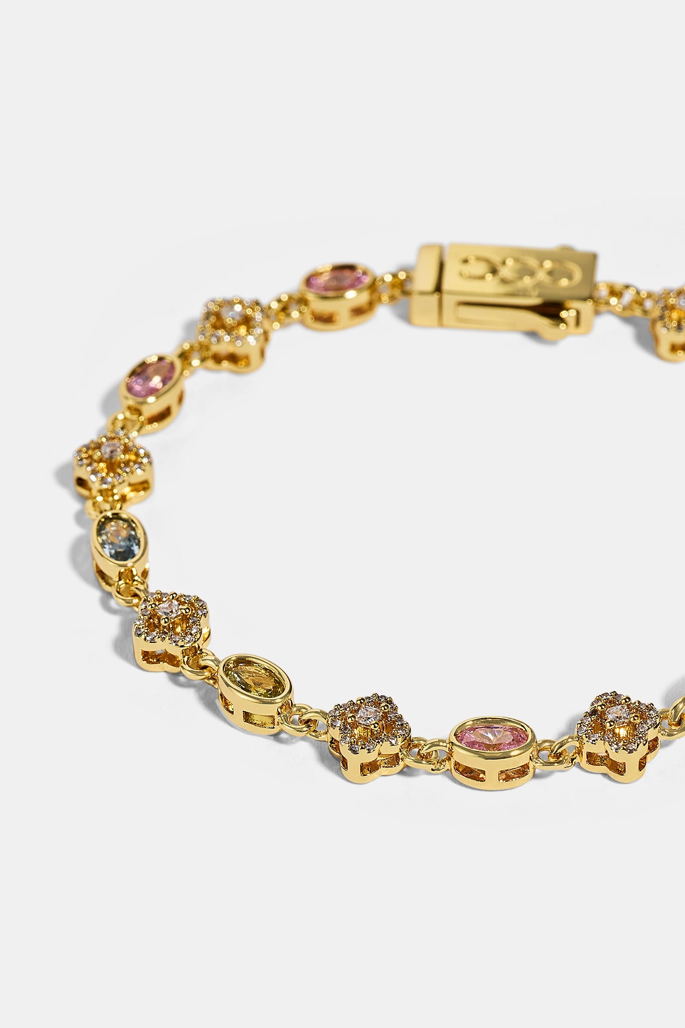 Multi Gem & Gemstone Motif Bracelet - 6mm - Gold