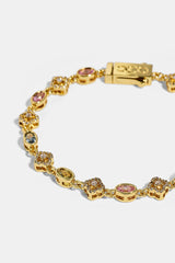 Multi Gem & Gemstone Motif Bracelet - 6mm - Gold