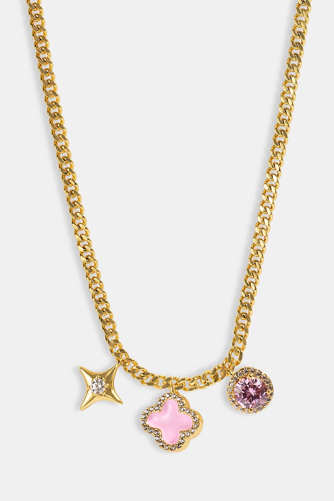 Multi Motif Pendant Necklace - 10mm - Gold