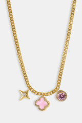Multi Motif Pendant Necklace - 10mm - Gold