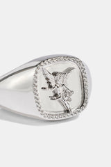 Polished Cherub Signet Ring - 15mm - White