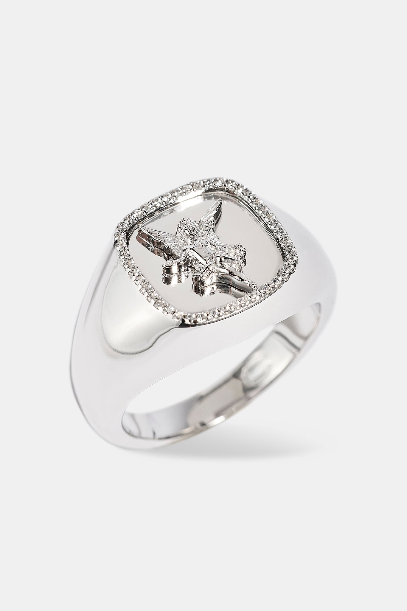 Polished Cherub Signet Ring - 15mm - White