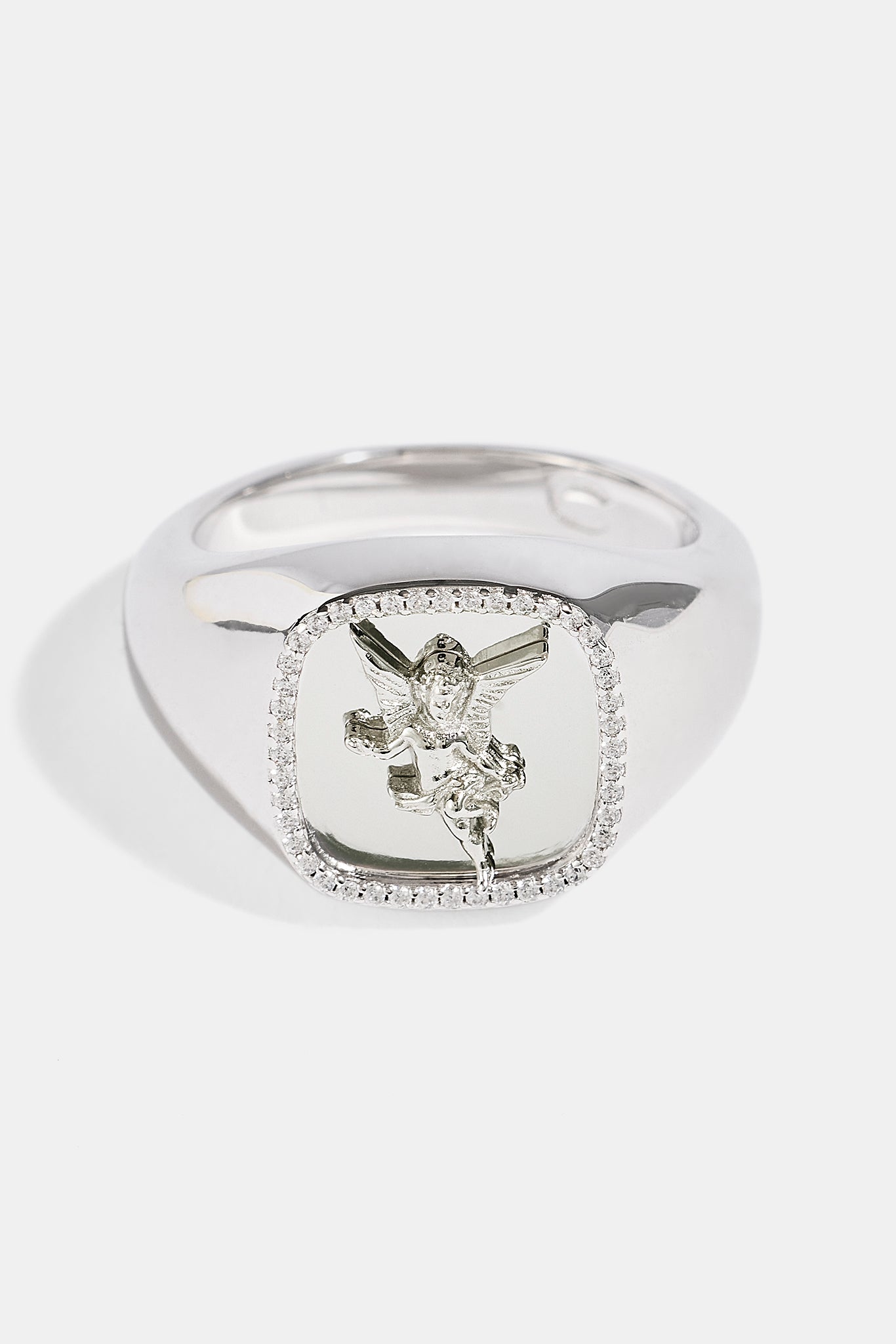 Polished Cherub Signet Ring - 15mm - White