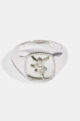 Polished Cherub Signet Ring - 15mm - White