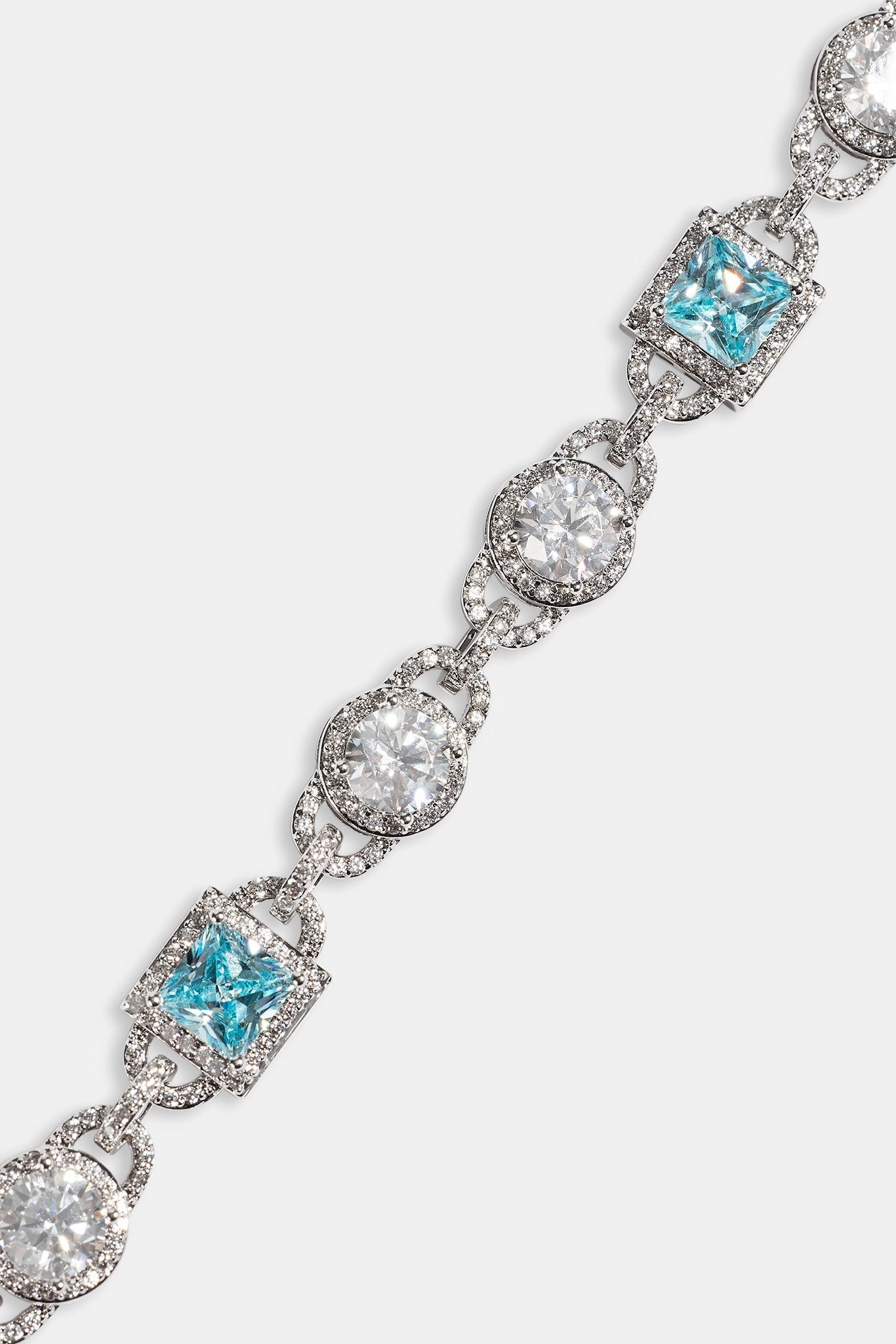 Iced Blue Gemstone Mix Stone Bracelet - 8mm - White