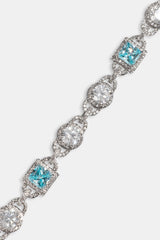 Iced Blue Gemstone Mix Stone Bracelet - 8mm - White