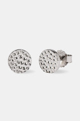 Hammered Round Stud Earrings - 8mm - White