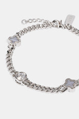 Blue Agate CZ Outline Miami Bracelet - 6mm - White
