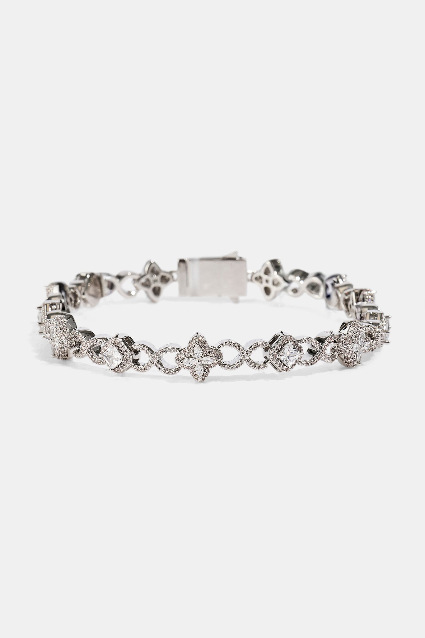 Iced Infinity & Motif Bracelet - 6mm - White