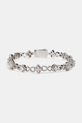 Iced Infinity & Motif Bracelet - 6mm - White