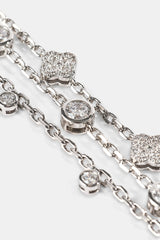 Double Layer Iced Cross Bracelet - 5mm - White