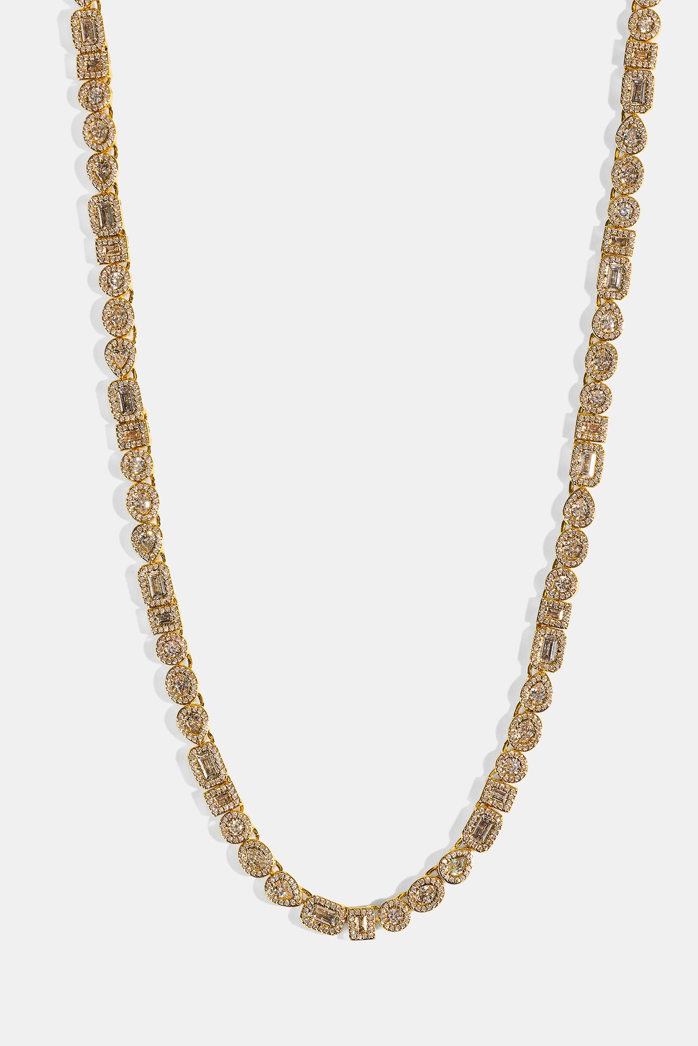 Iced Mixed Shape Cluster Chain - 6mm - Gold