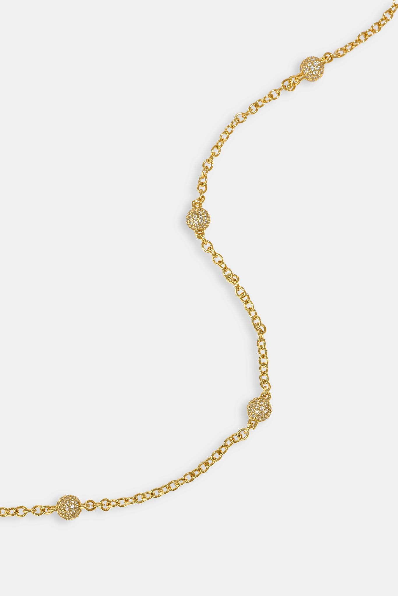 Iced Ball Rolo Chain - 4mm - Gold
