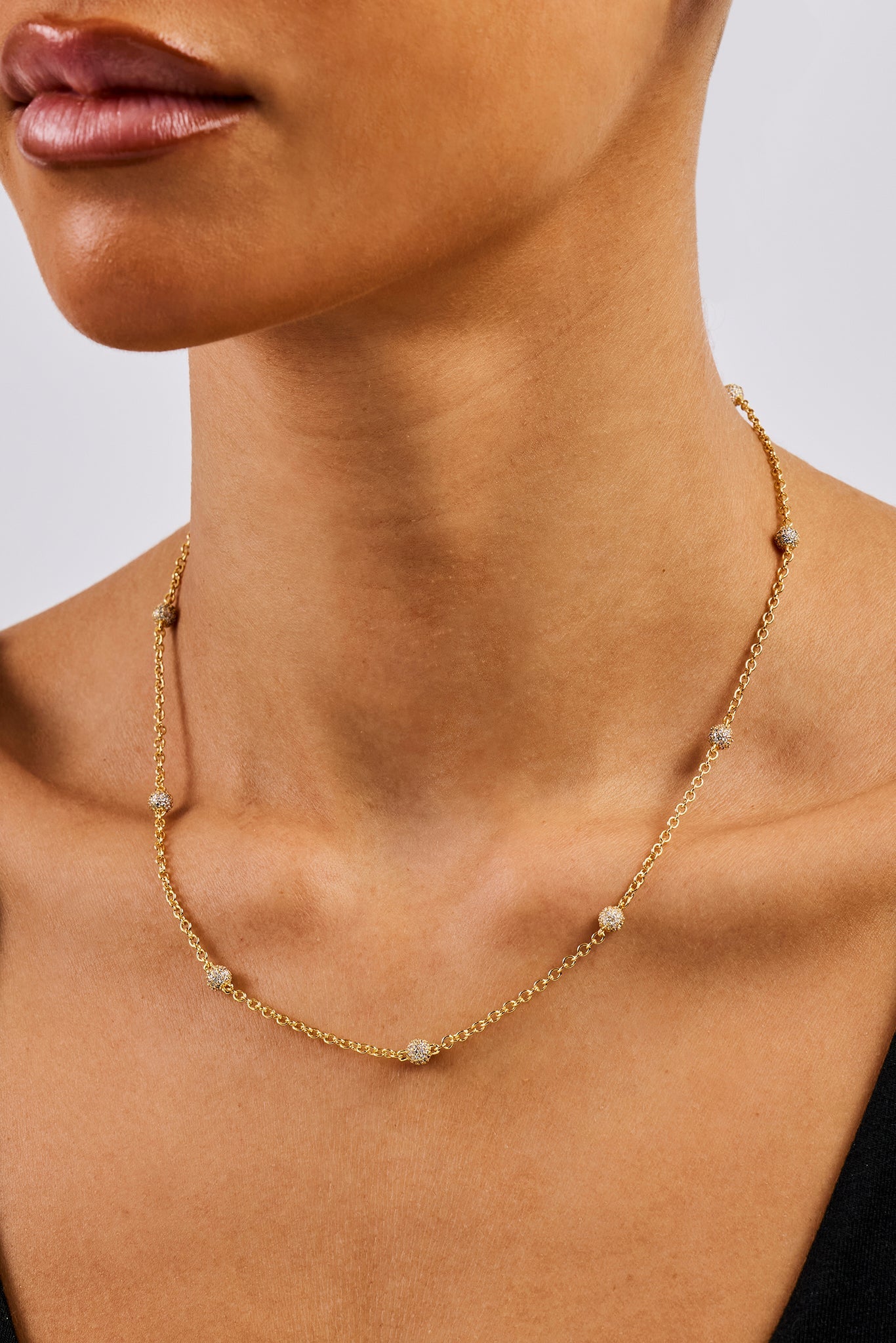 Iced Ball Rolo Chain - 4mm - Gold