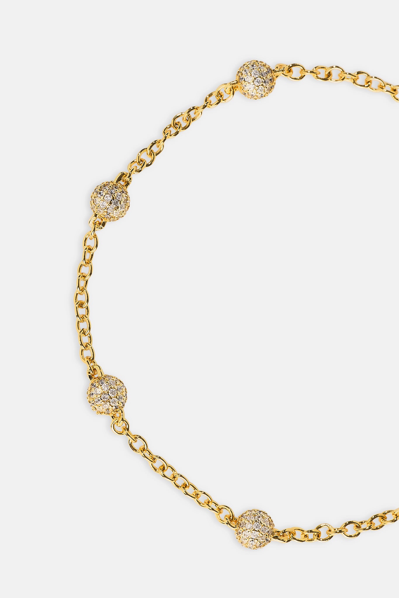 Iced Ball Rolo Bracelet - 4mm - Gold