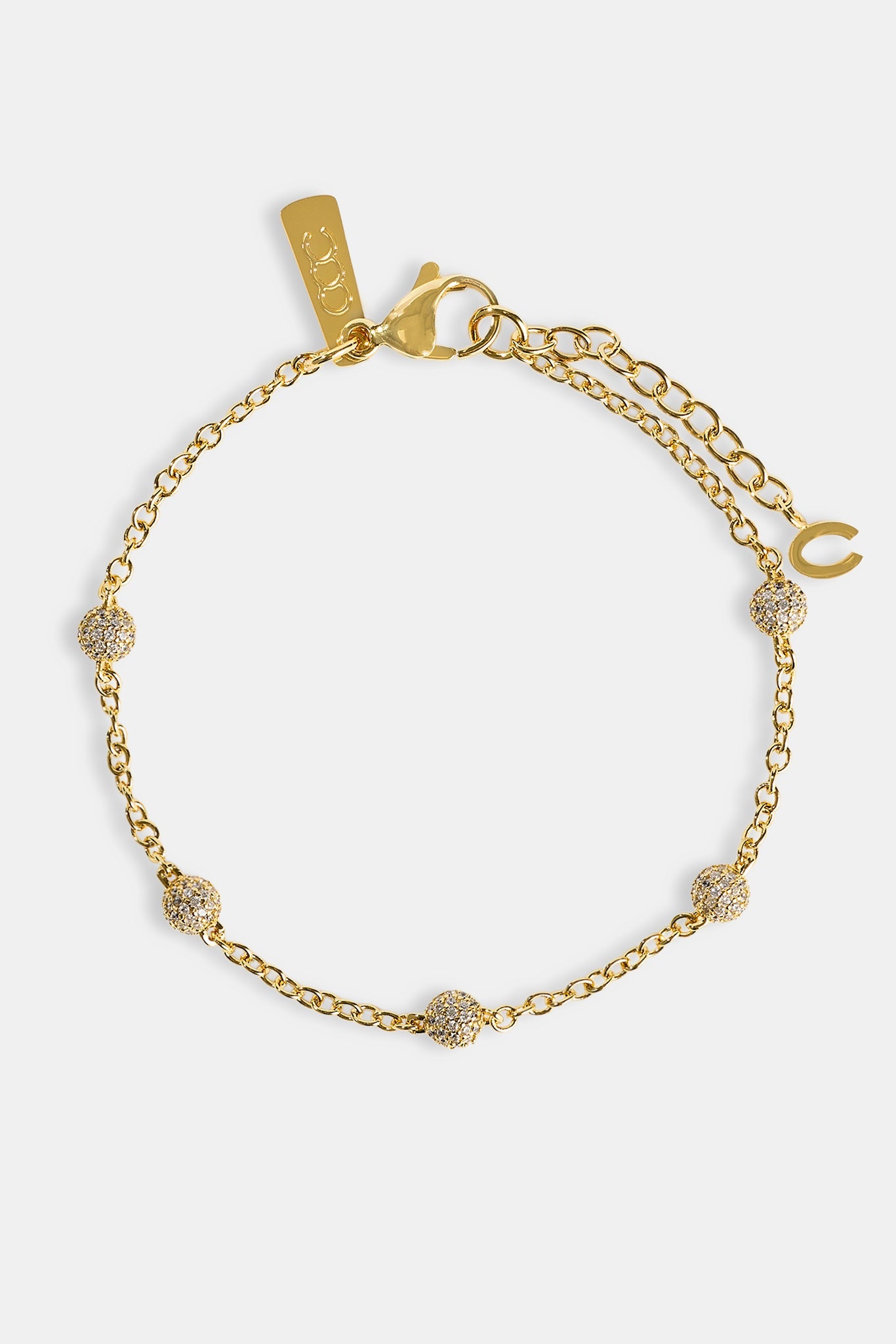 Iced Ball Rolo Bracelet - 4mm - Gold