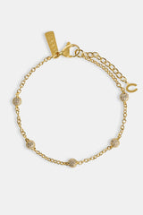 Iced Ball Rolo Bracelet - 4mm - Gold